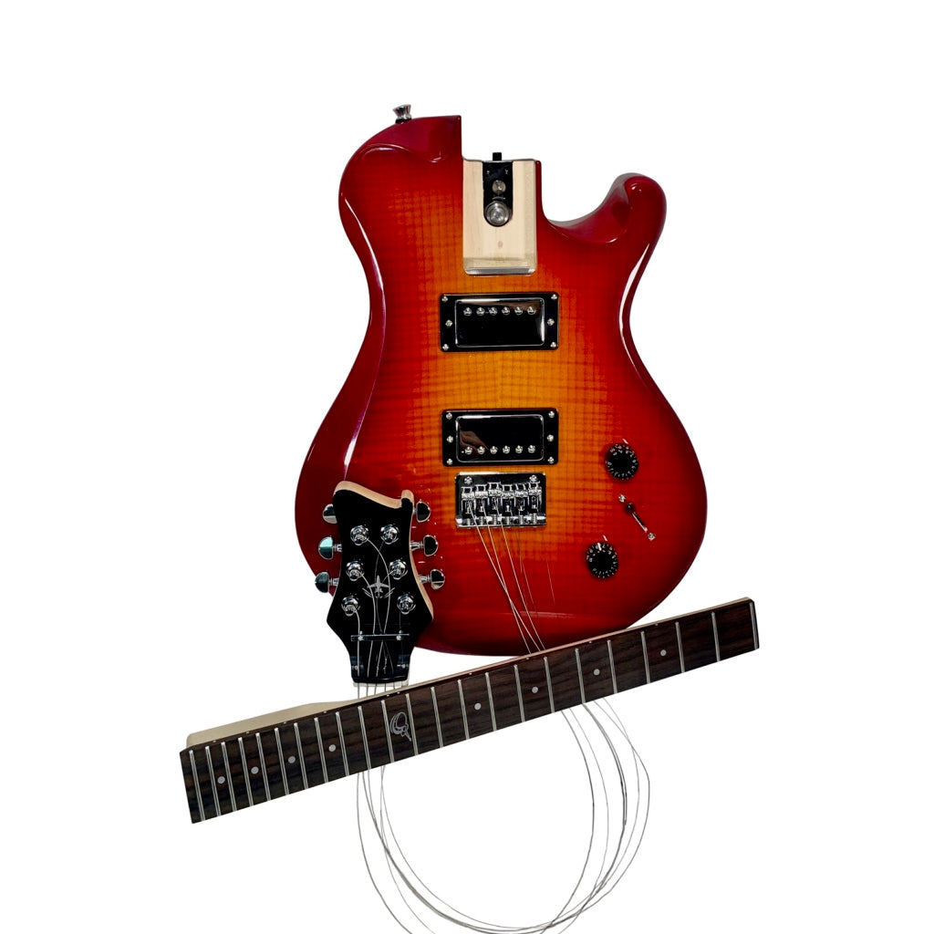Overhead Electric Cherry Sunburst Travel Guitar – OE990CB
