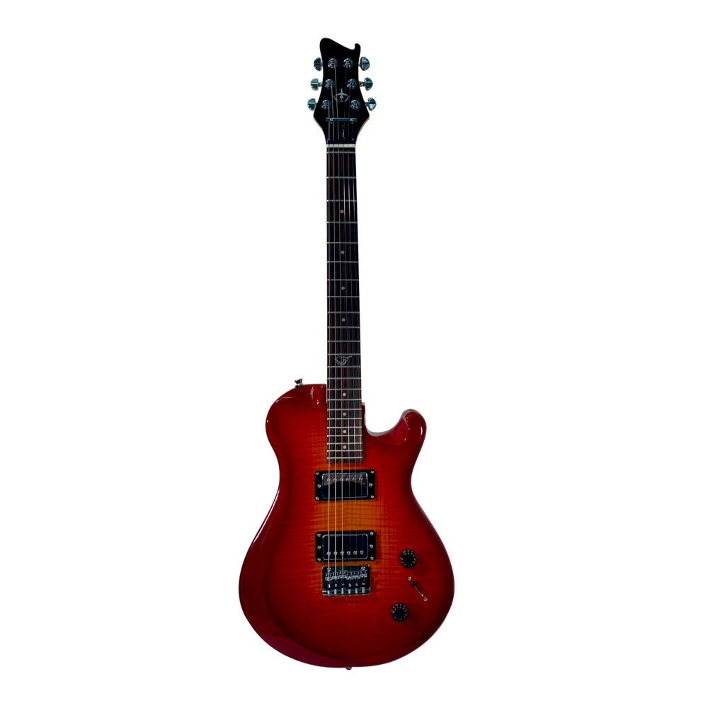 Overhead Electric Cherry Sunburst Travel Guitar – OE990CB